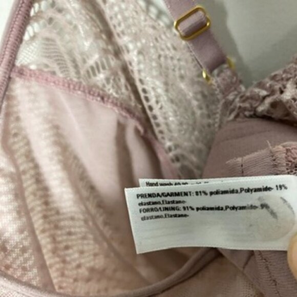 Leonisa Bralette Bra Intimate Lace Polka Dot Pink Womens Large - Picture 5 of 6